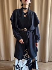 drape mode black long shirt-5183-3
