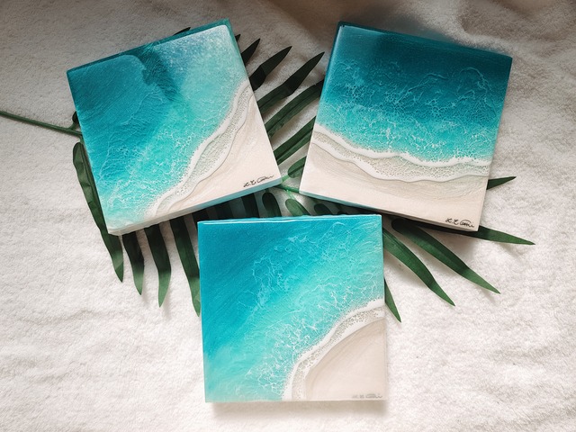 194.オーシャンレジンアート 正方形パネル