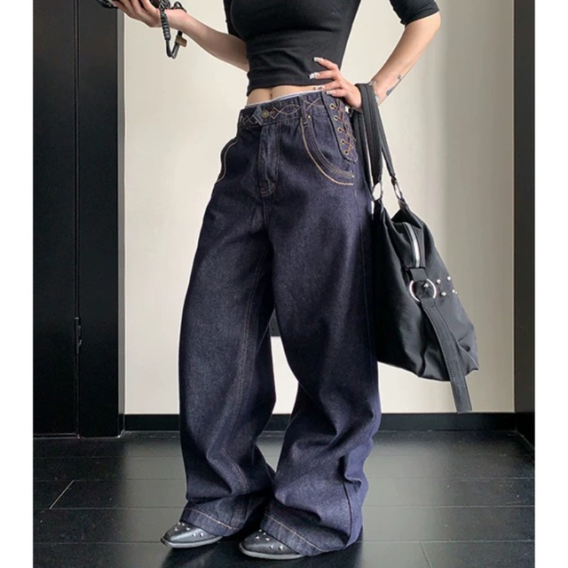 lace-up design denim　レースアップデザインデニム　J2147