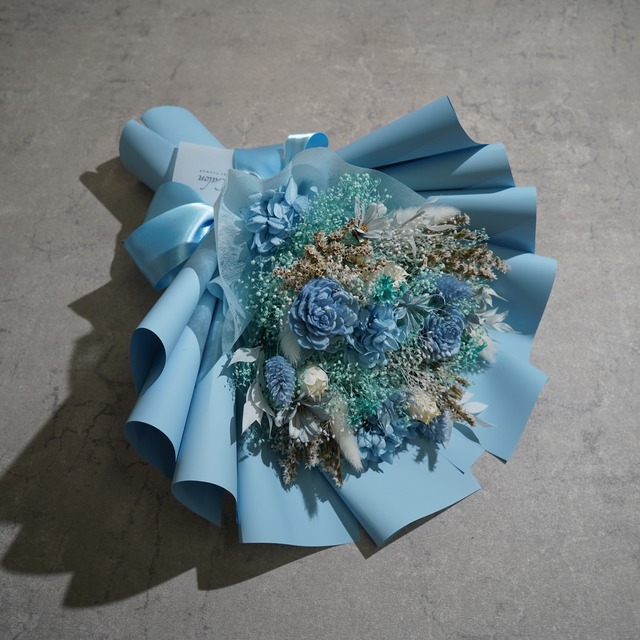ドライフラワーの花束 Mサイズ ライトブルー M-584≪限定１点≫