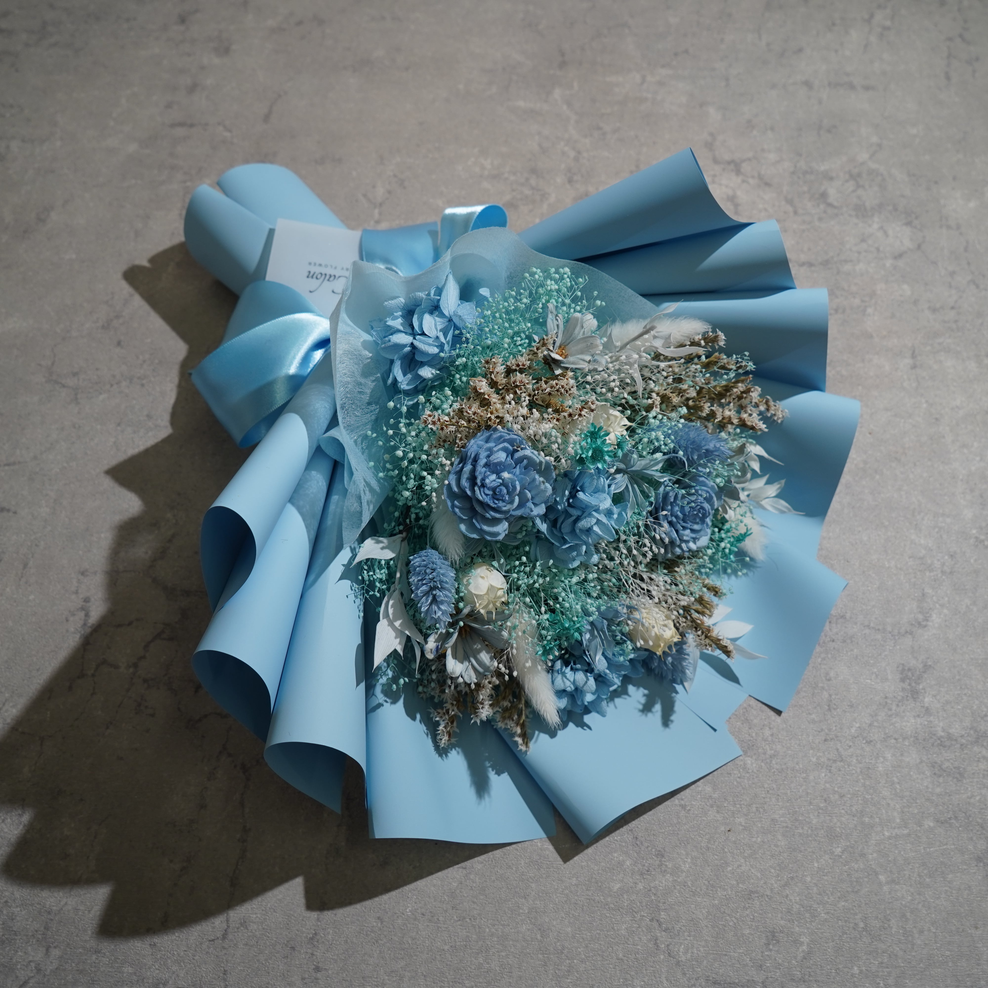 ドライフラワーの花束 Mサイズ ライトブルー M-584≪限定1点≫