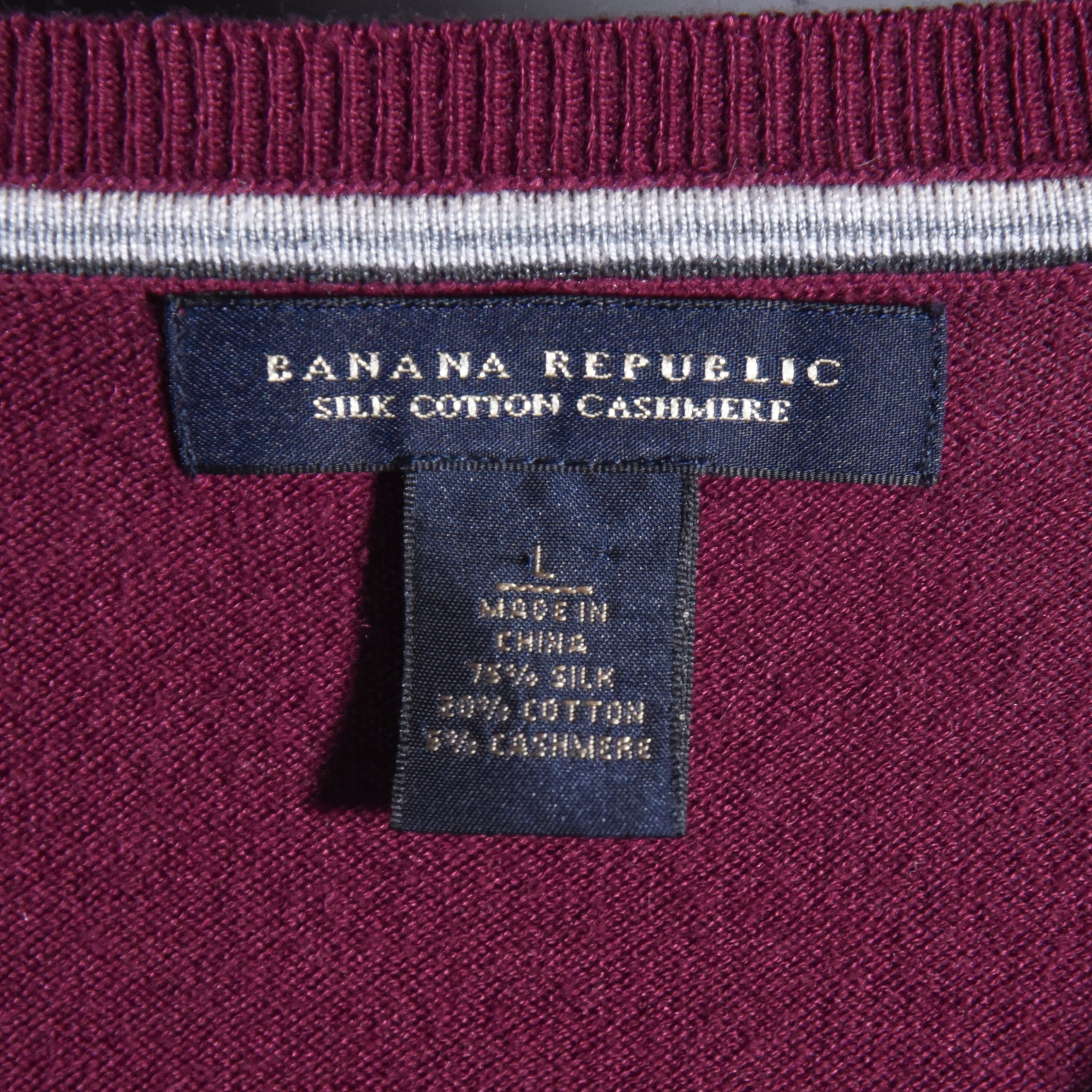 00s BANANA REPUBLIC Silk Cotton Cashmere V Neck Sweater バナナ リ