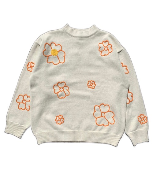 CC HEART FROWER HAND EMBROIDERY KNIT   -IVORY-