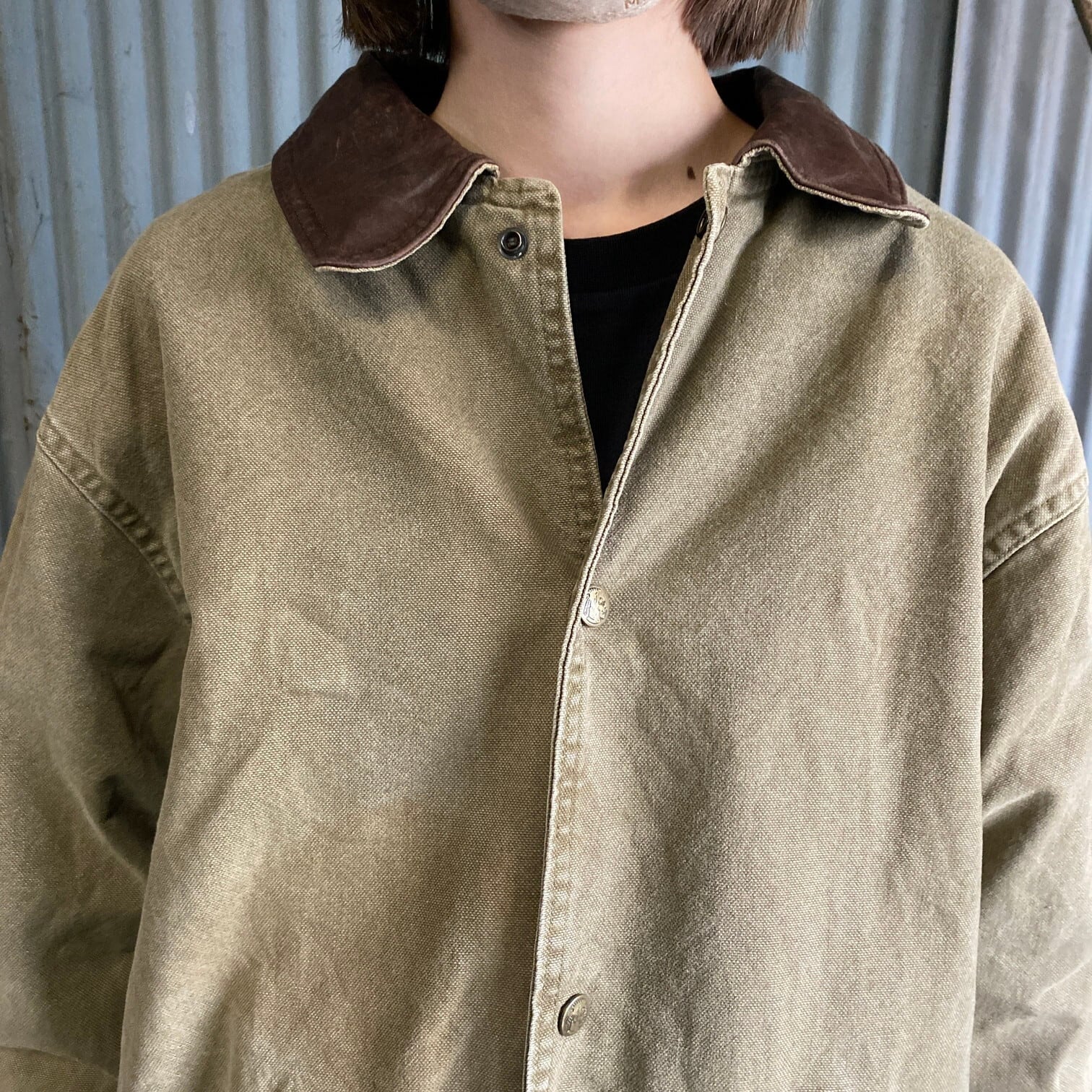 USA製 80年代 WOOLRICH ウールリッチ レザー襟 ハンティングジャケット 