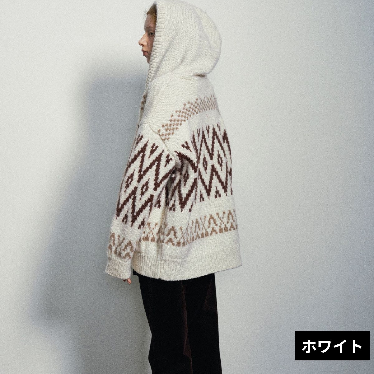 Zip-up Hooded Knit Cardigan T4119