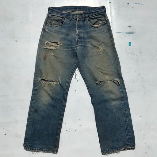 60's 70's LEVI'S 501 Big E リーバイス 刻印2 ウエストチェーンステッチ 足長R 不均等V ダメージ グランジ系 USA製  JUNK W33 希少 ヴィンテージ | agito vintage powered by BASE