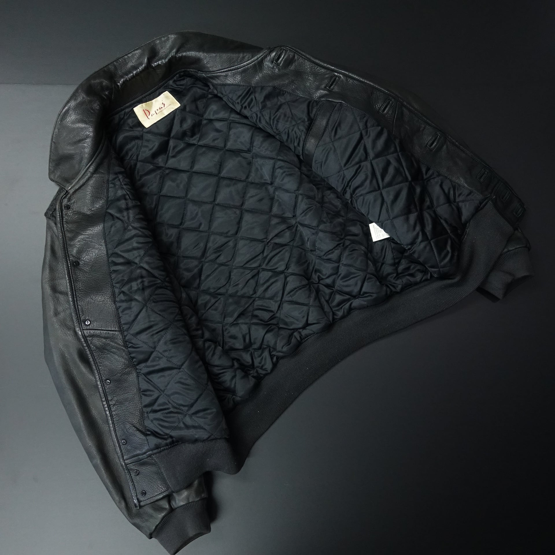 Papas パパス スタジャン レザー切り替え オールド 鹿革 ワッペン 90年