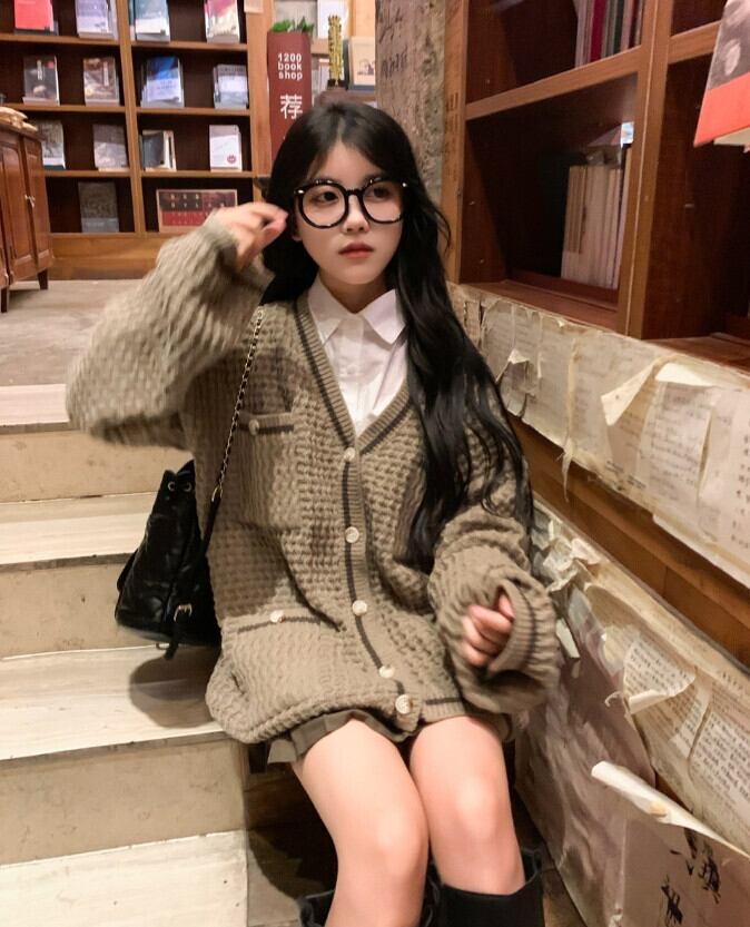 スタイルルーズセーター オータムVネックジャケット ロング 秋物 モンロー87423560009