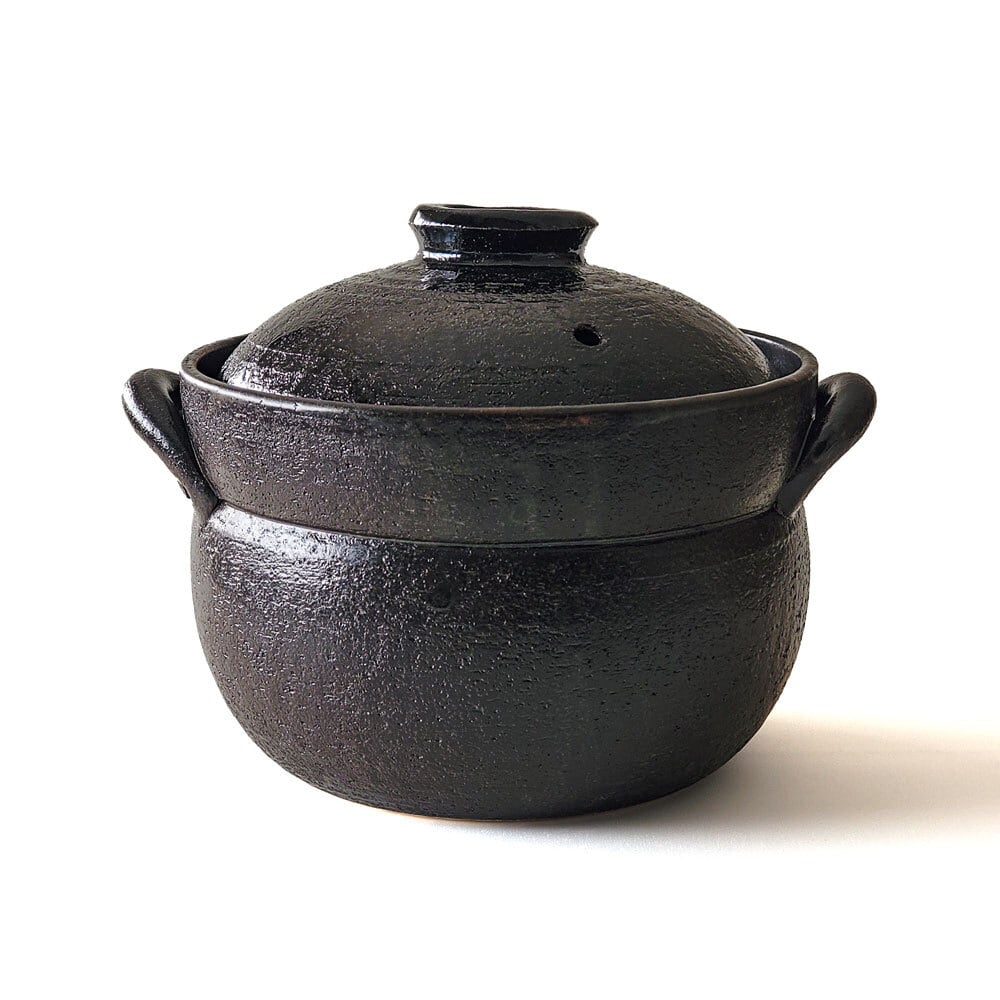 【新品・未使用】萬古焼（ばんこやき） 黒釉ごはん土鍋1～1.5合炊き IH非対応 ご飯鍋 黒釉 ごはん鍋 4合 ごはん炊き 土鍋 萬古焼 日本製 | み