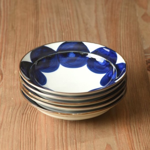 【natural69】【波佐見焼】【焦がし呉須】5寸皿 ナチュラルロック　Kogashi_Gosu  丸紋　格子　木の葉　山路