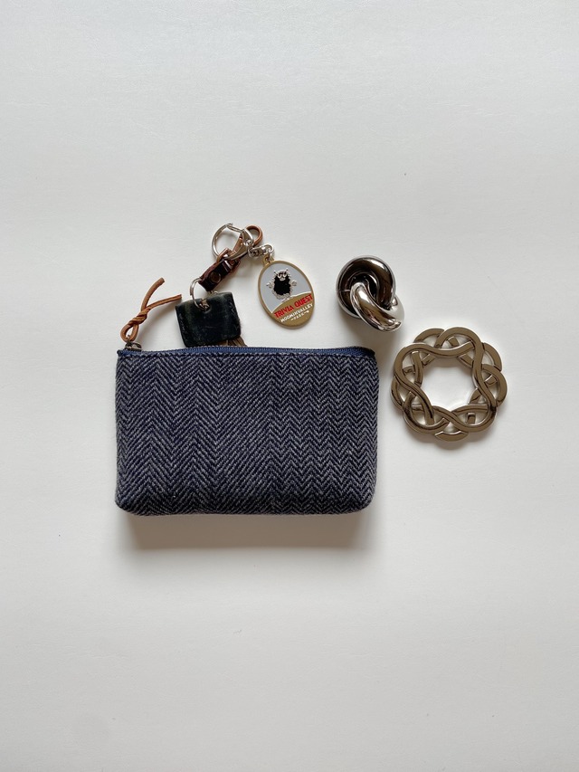 【14cm】Hand-woven mini pouch / herringbone