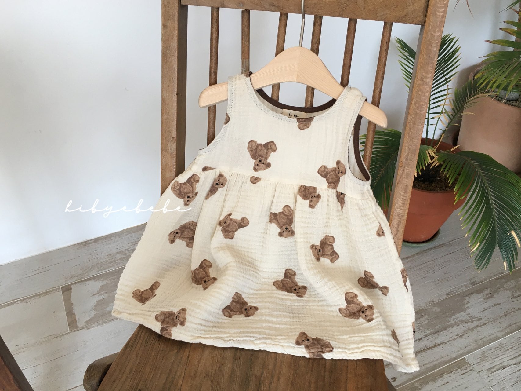 均一セール|80|即納|bear dress|hi bye bebe