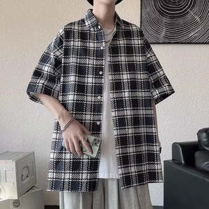 コリアンチェックルーズシャツ bt0958【韓国メンズファッション】