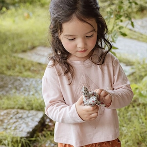 春コヒツジレースワッペンショート長袖Tシャツ