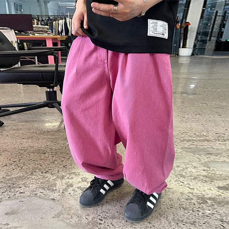 Medaigualメタリックピンク個性的ワイドパンツ | mblueshop Medaigualメタリックピンク個性的ワイドパンツ | mblueshop