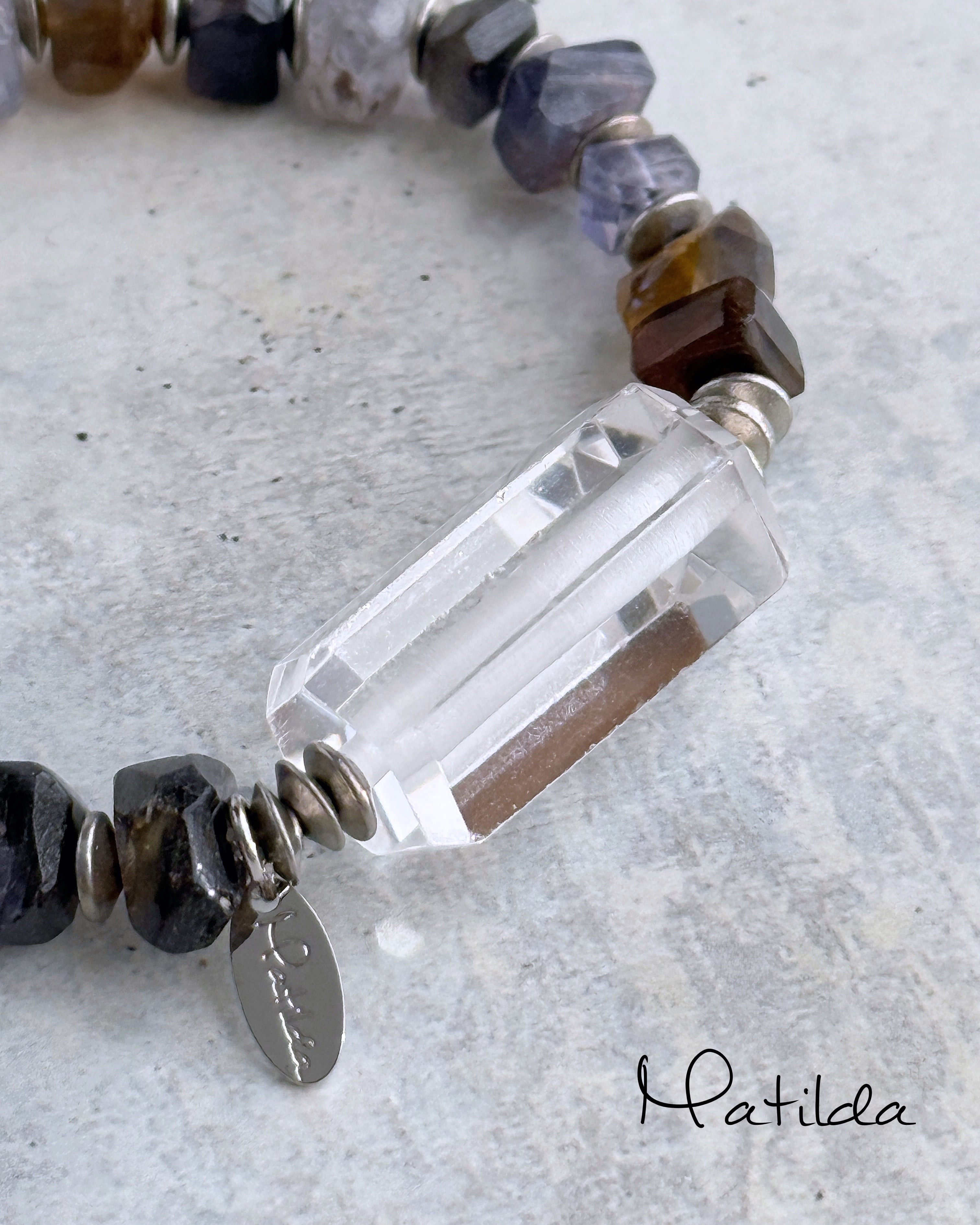 bicolor bracelet(アイオライト×クォーツ)