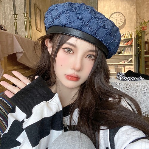 格子柄スプリングオータムスタンダードウィンター レトロ 帽子 春物 秋物 冬物 ベレット ヘアアクセサリー ブラック・アイド・ピーズ30675276393