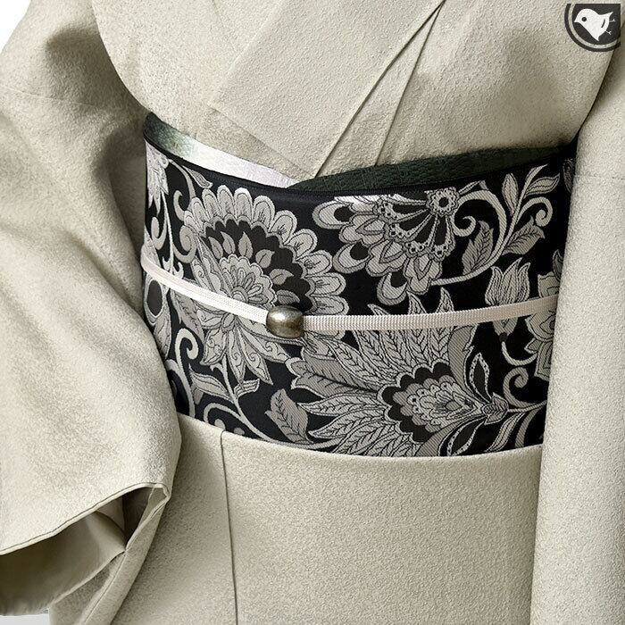 名古屋帯]西陣織 束錦 伝統工芸士 日下和重 作 老舗 彩栄織物 京黒更紗  