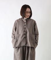 CUORE STORE/ウール混 リブ襟チェックジャケット