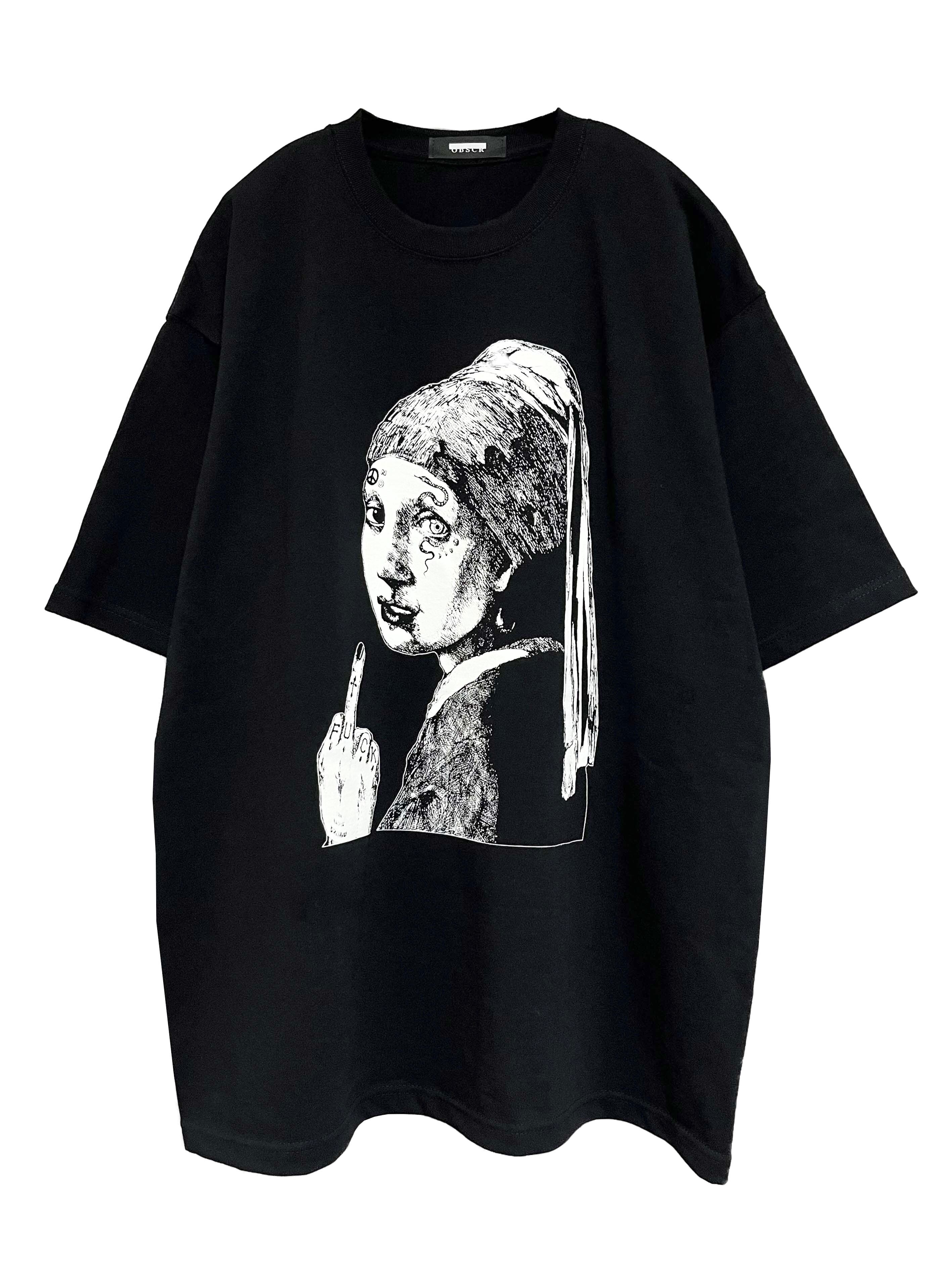 ヘビーウェイトオーバーサイズTシャツ OBSCR21 ブラック×ホワイト