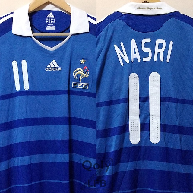 フランス代表 2009 adidas ホーム半袖 ユニフォーム #11 NASRI サミル・ナスリ（インポートXL） | Qoly × LFB