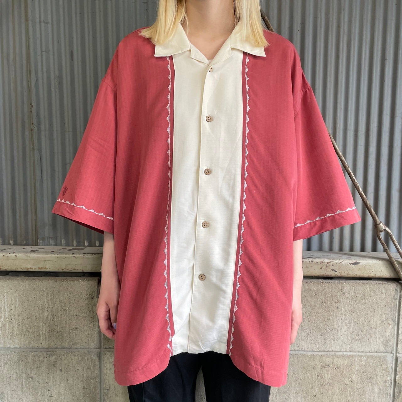 ビッグサイズ CUBAVERA ラインデザイン レーヨン×ポリエステル 