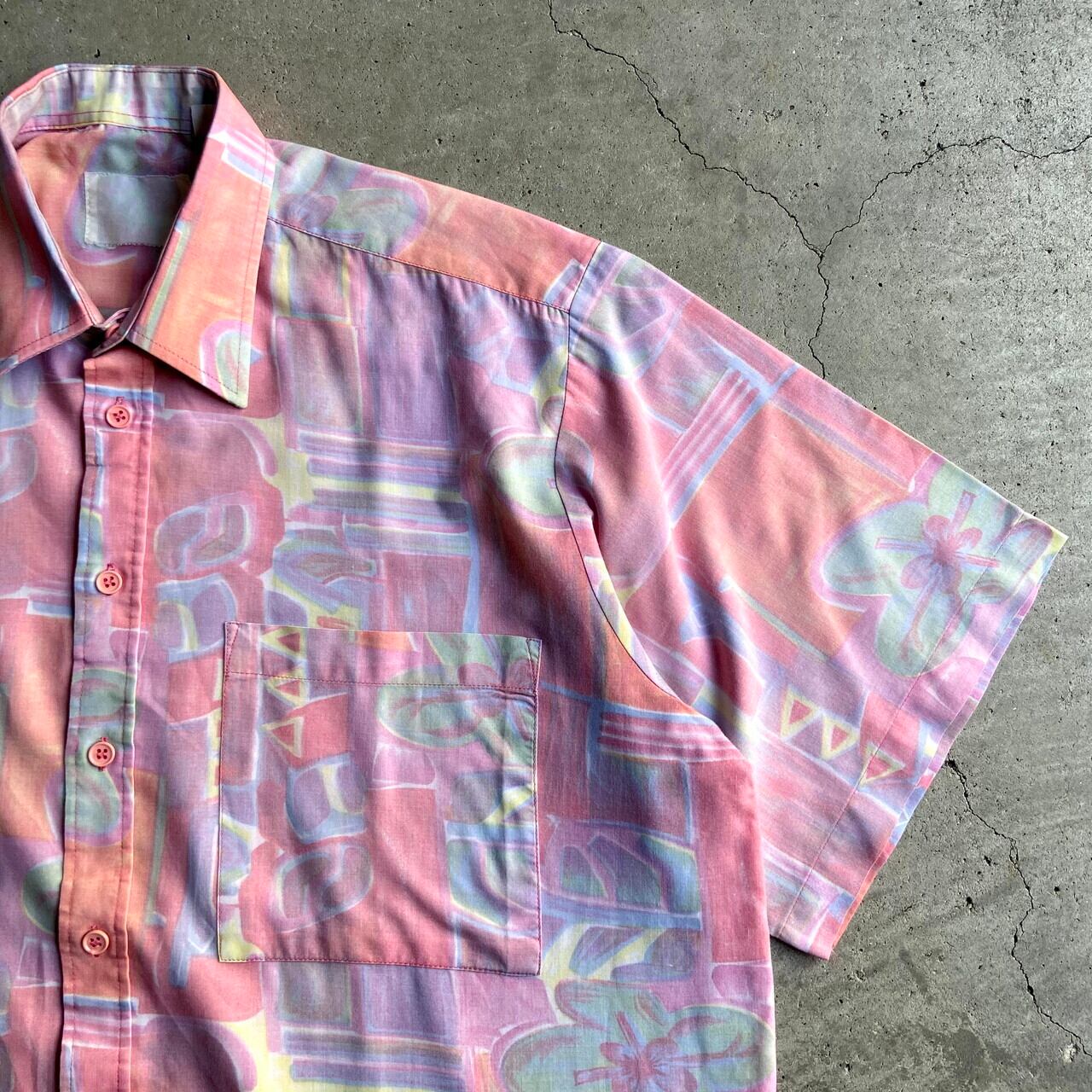 ユーロブランド 半袖 コットン 総柄シャツ メンズl相当 古着 ピンク 半袖シャツ Ws22 15 Cave 古着屋 公式 古着通販サイト