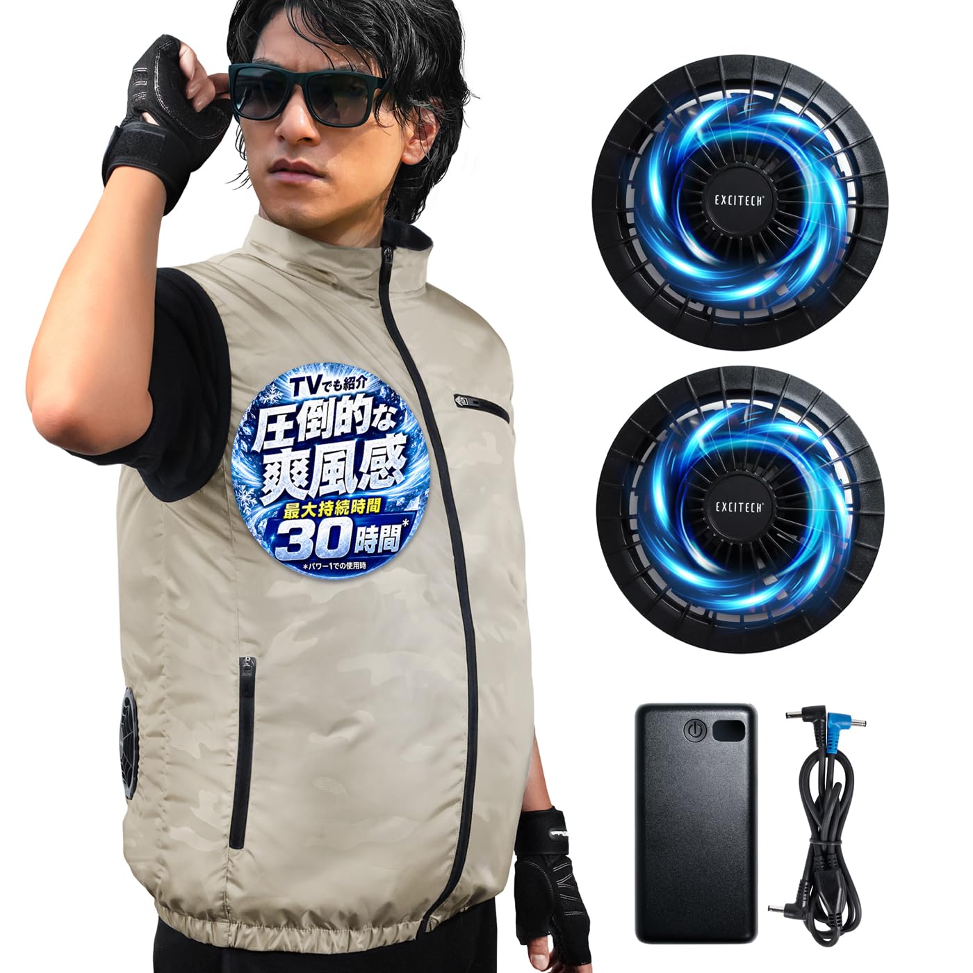 3Lサイズ V2517 サイドファン半袖フードジャケット HOOH 村上被服 空調