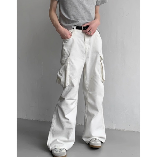 high-waisted wide-leg bell bottom cargo pants mr0560