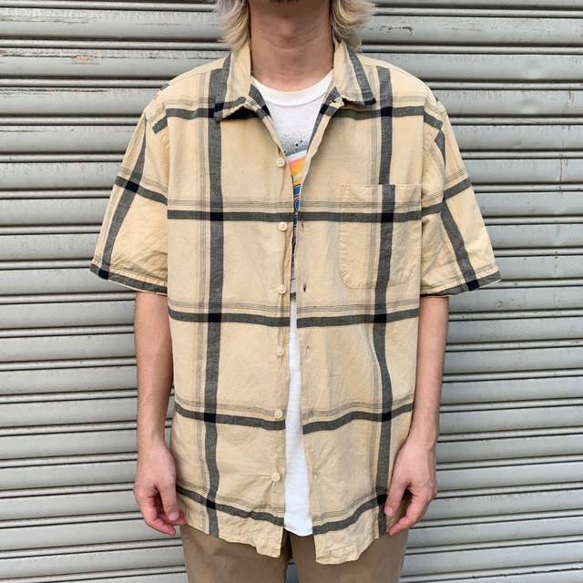 90s Ralph Lauren チェック柄半袖シャツ CLAYTON L リネン
