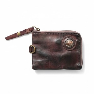 小銭入れ 財布 ヌメ革 リベット バイカー 本革 茶 アメカジ 古着 kp4