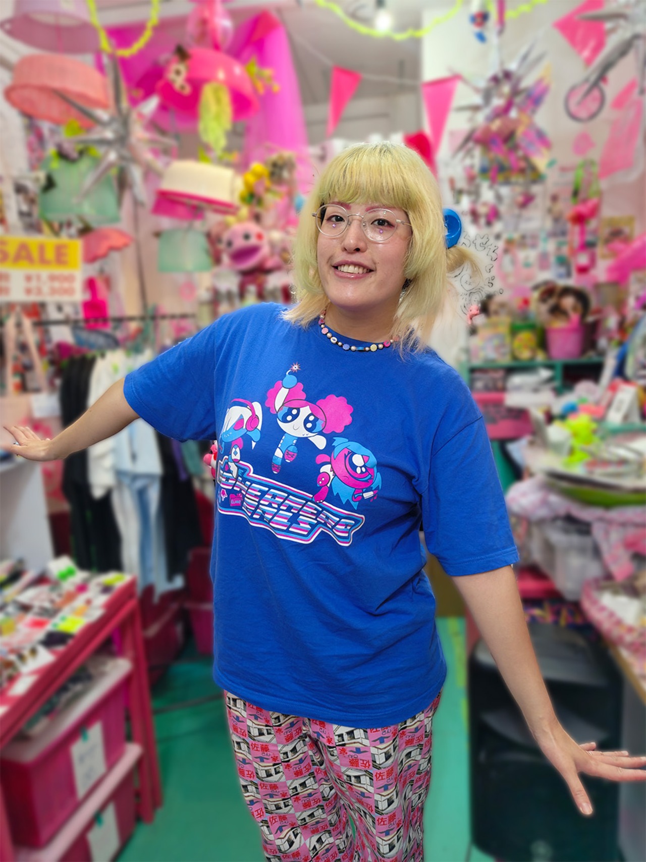 POWER NERD GALS｜Tシャツ-青