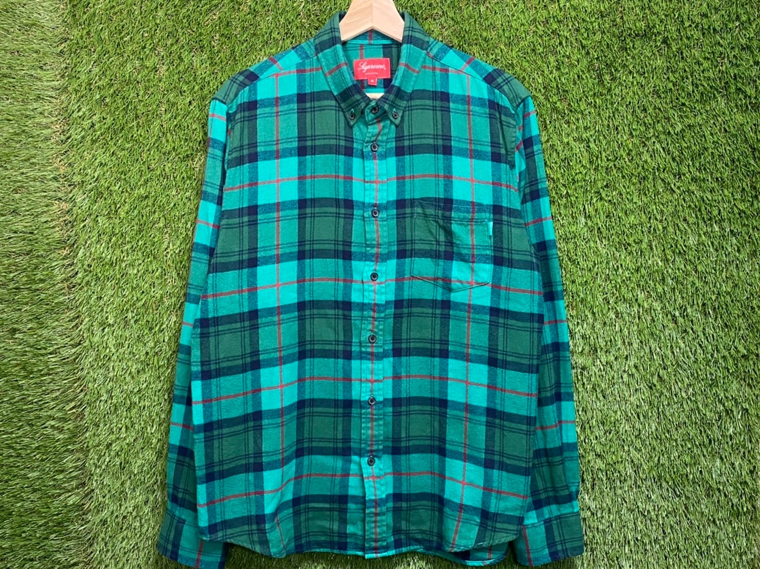 販売オンライン supreme tartan flannel shirt 緑 Msize - トップス