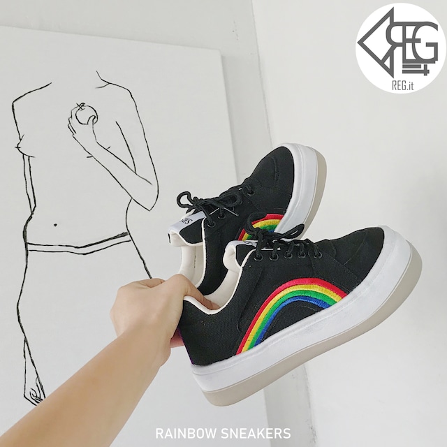 【REGIT】RAINBOW SNEAKERS 韓国 靴 スニーカー レインボー くつ 履きやすい 10代 20代 プチプラ かわいい カジュアル 映える ネット通販