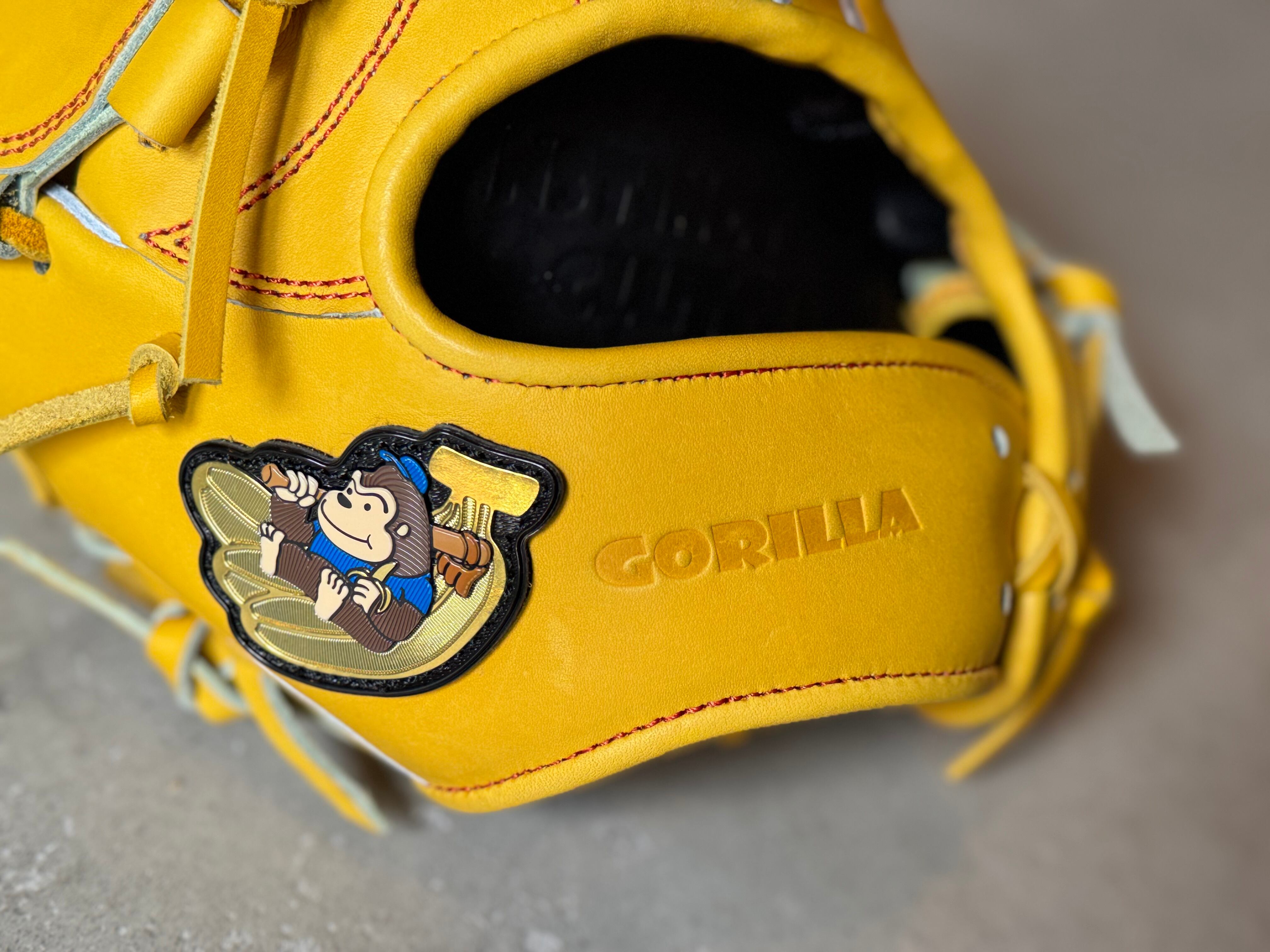 店舗別注【ごりら印の野球道具】硬式用グローブ 型番：001 ばなな 左