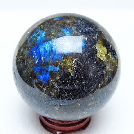 ラブラドライト 丸玉 64mm スフィア 置物 一点物 151-9105