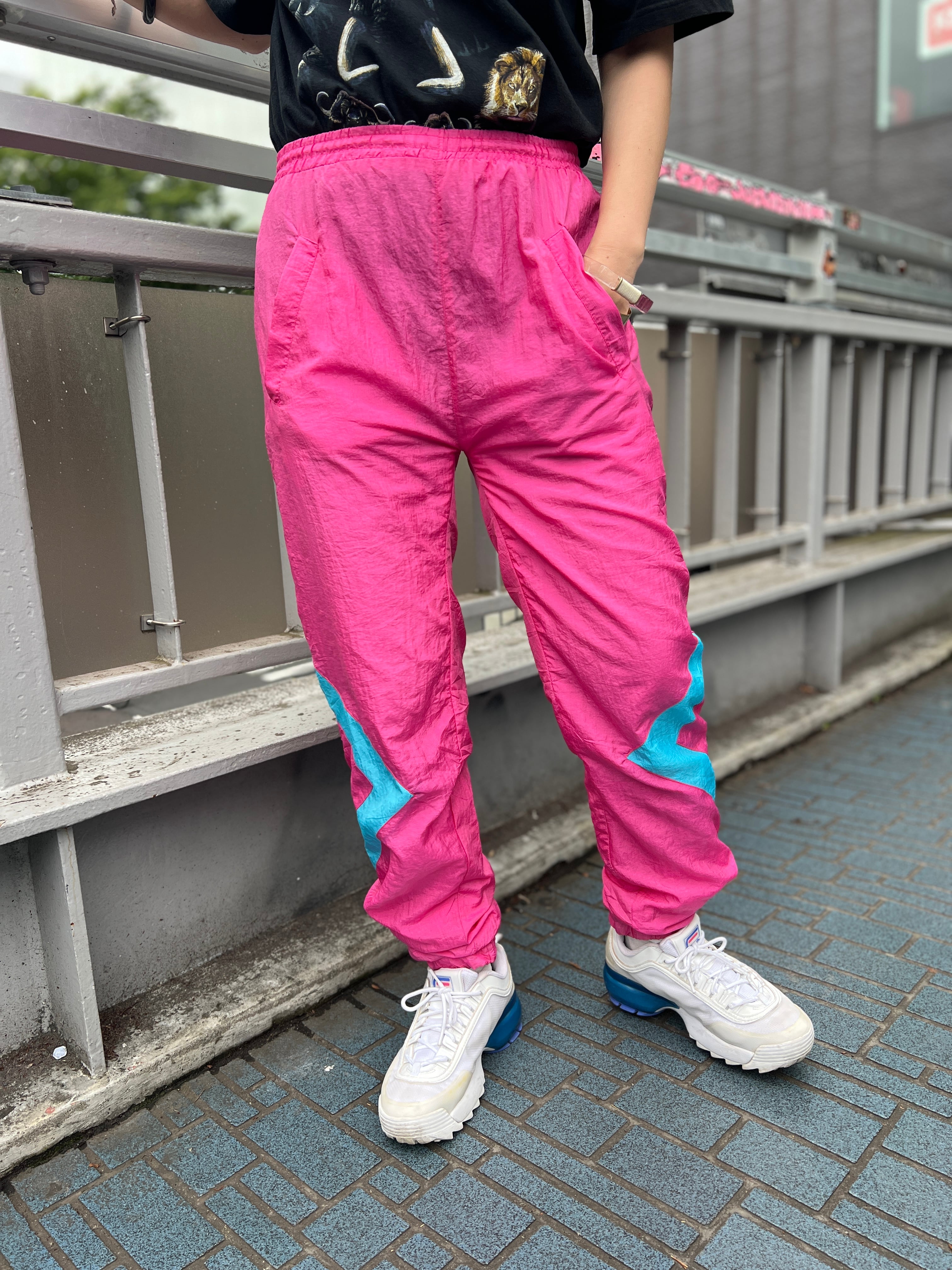 Vintage pink × turquoise nylon pants