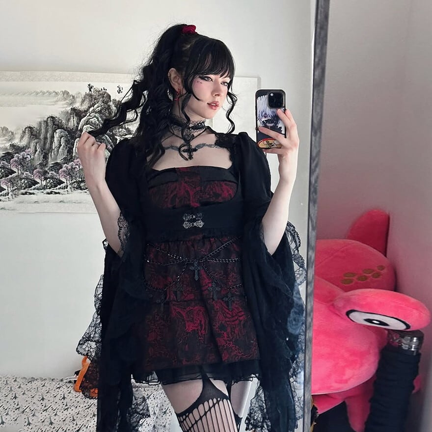 サブカル 服 地雷系 通販 ボレロ ブラウス トランペットスリーブ 姫袖 ダークゴシック