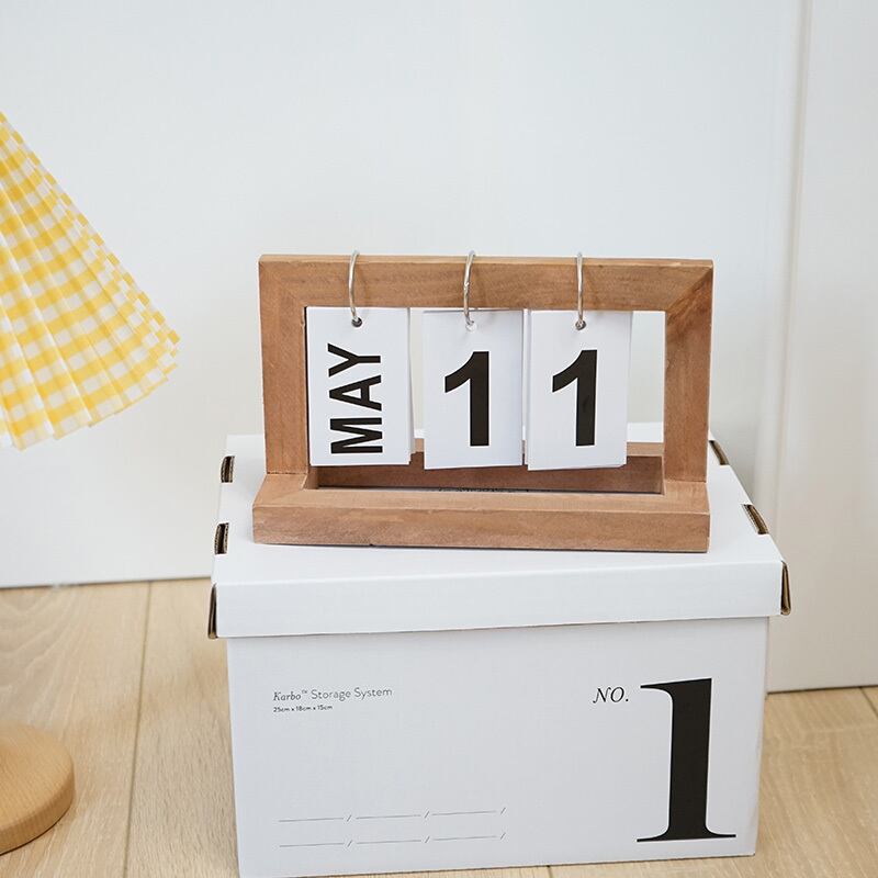 木の枠でできた日めくり卓上カレンダー_mro233 | かわいい韓国風