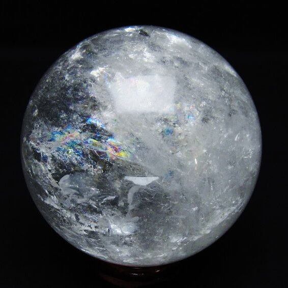 水晶 丸玉 虹入り 76mm スフィア 置物 水晶玉 一点物 151-8713