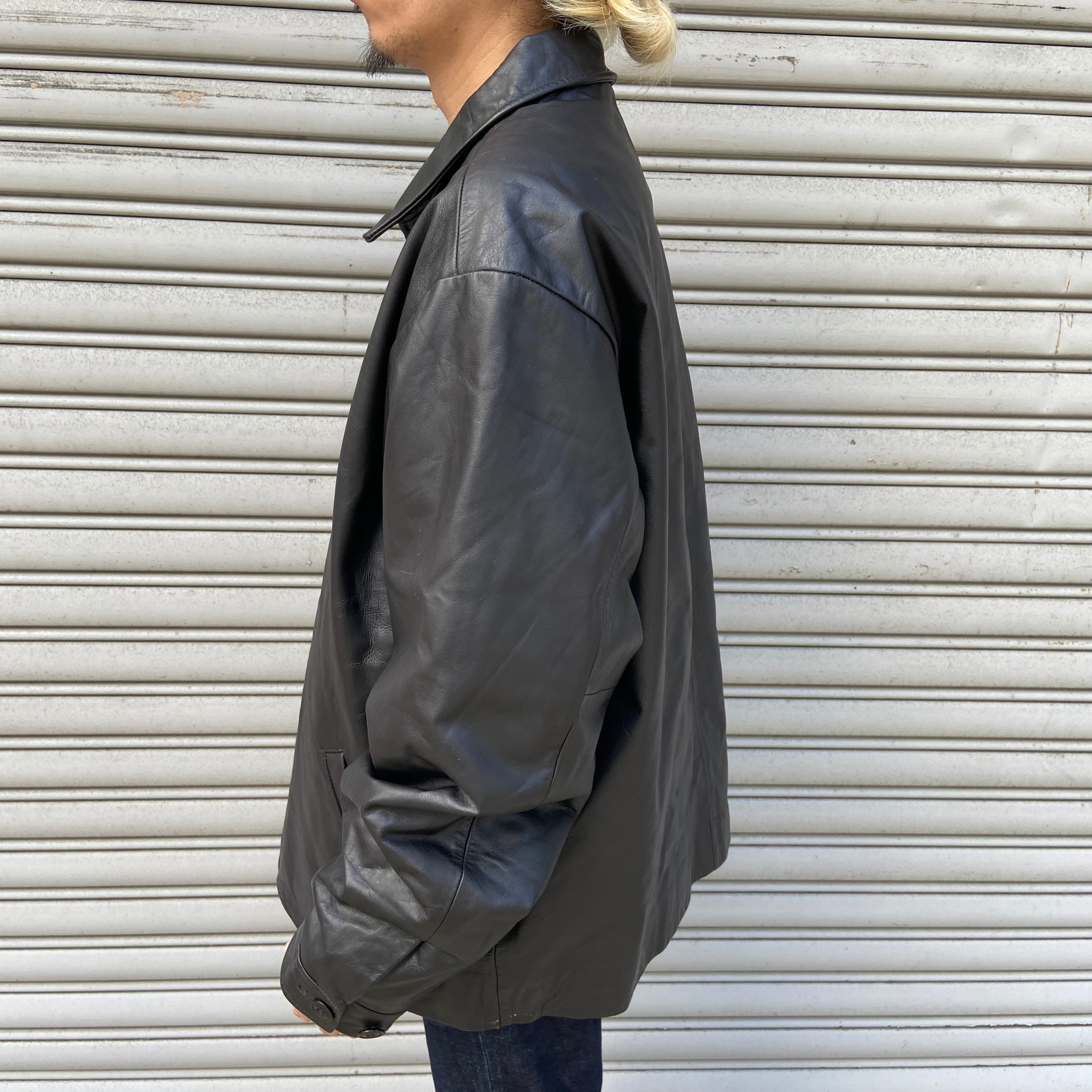 90s GAP オールドギャップ レザージャケット スポーツジャケット 黒 XL