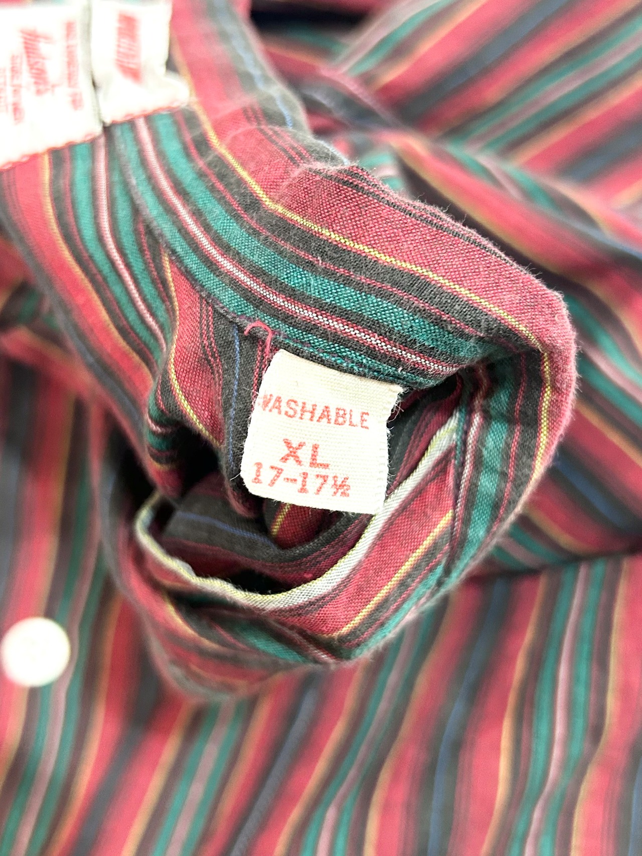 60s Hudson "DOUBLE NAME" S/S OPEN COLLAR SHIRT Size XL