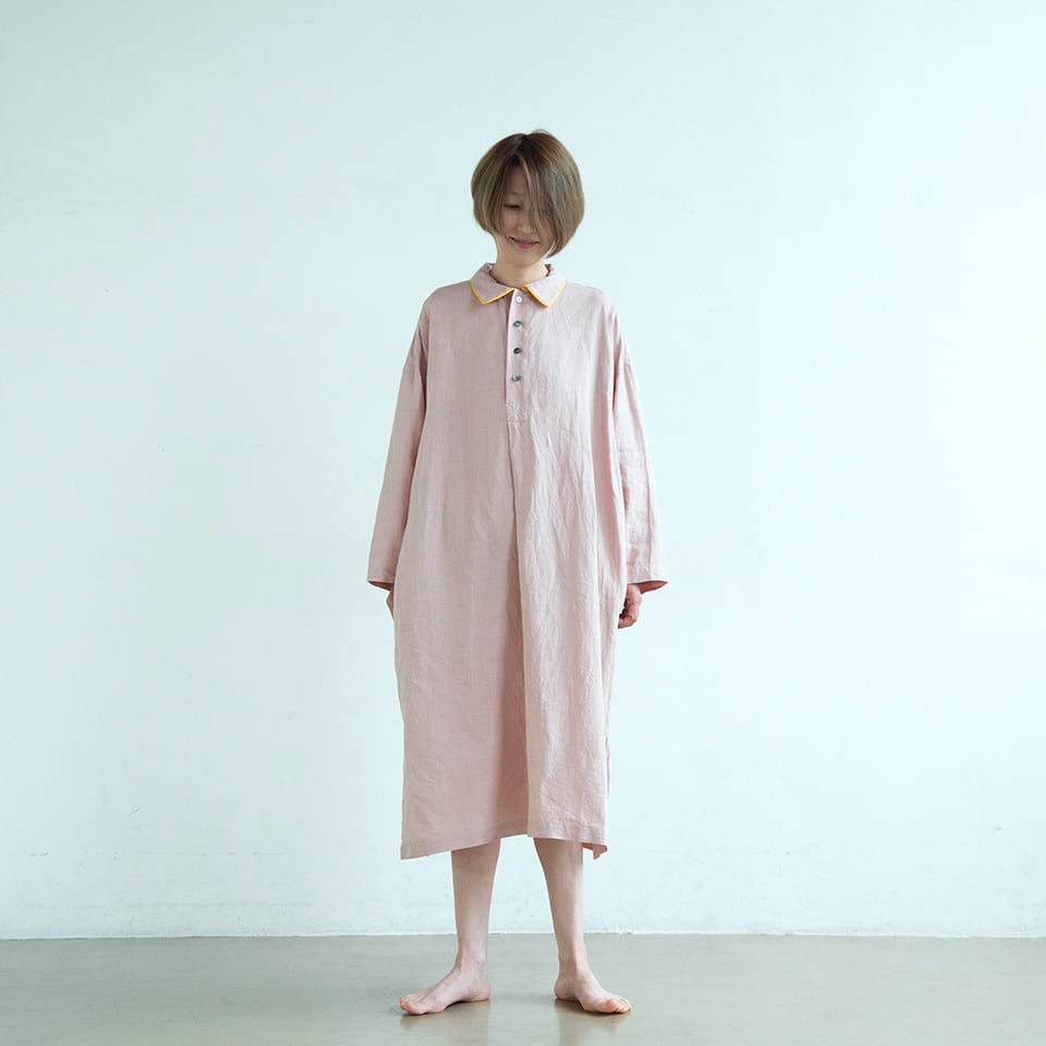 シラクーサ､フレンチリネンワンピース 朝焼けのうすピンク | e & co