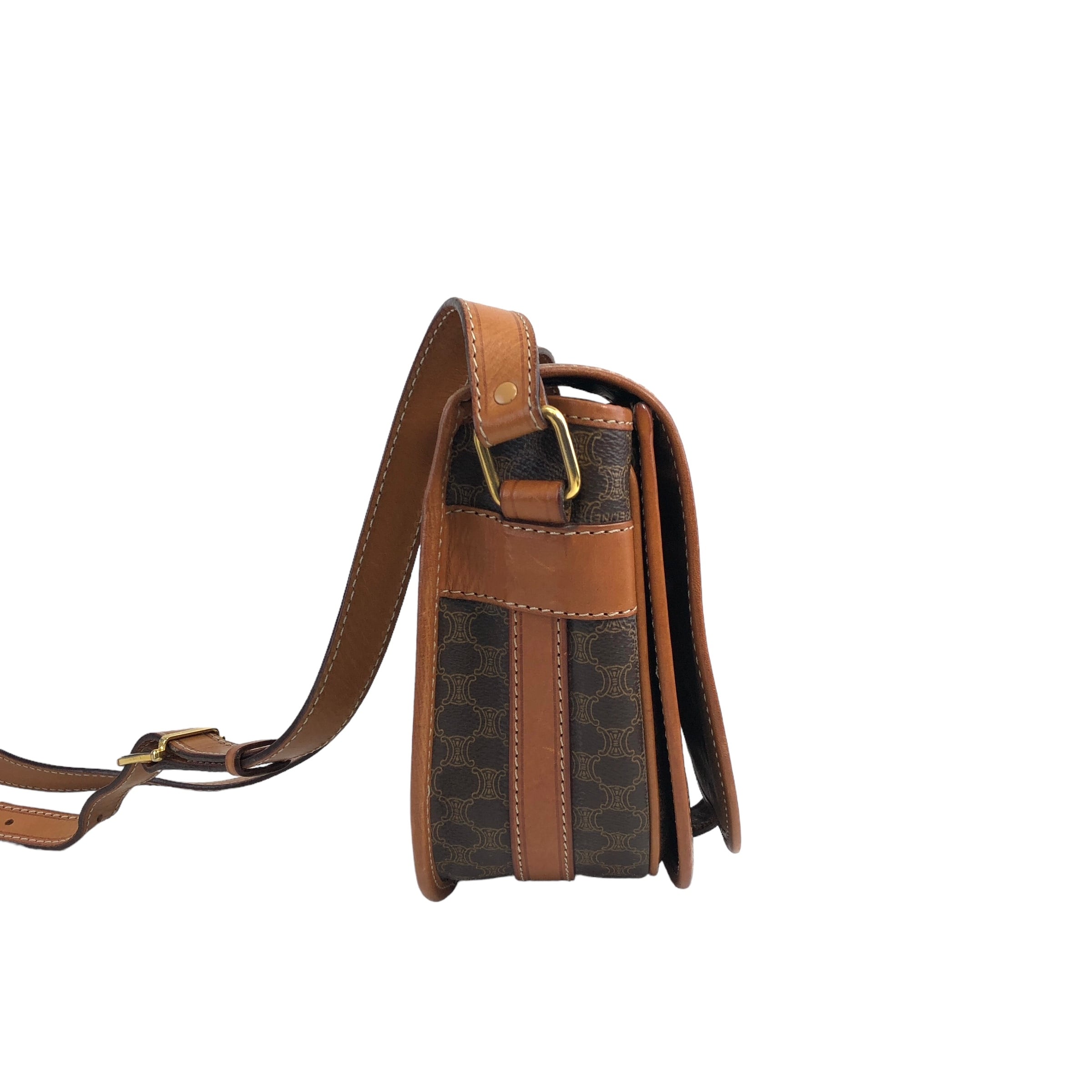 CELINE セリーヌ マカダム ショルダーバッグ ブラウン ブラゾン型押し CELINE セリーヌ マカダム ショルダーバッグ ブラウン ブラゾン型押し