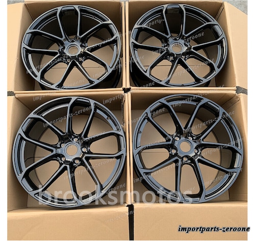 "2002-2018 ポルシェ カイエン 21インチ 新品 ツイン 5 スポーク グロス ブラック スタイル ホイール -BRN-12003 鍛造 ★