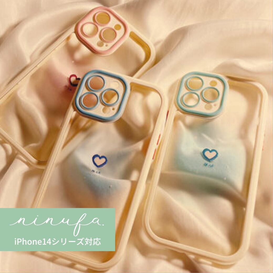 人気フレームシリーズ◎ハート 新型 iphone14 対応 クリアケース カメラレンズ保護 耐衝撃 スマホケース ND-14834