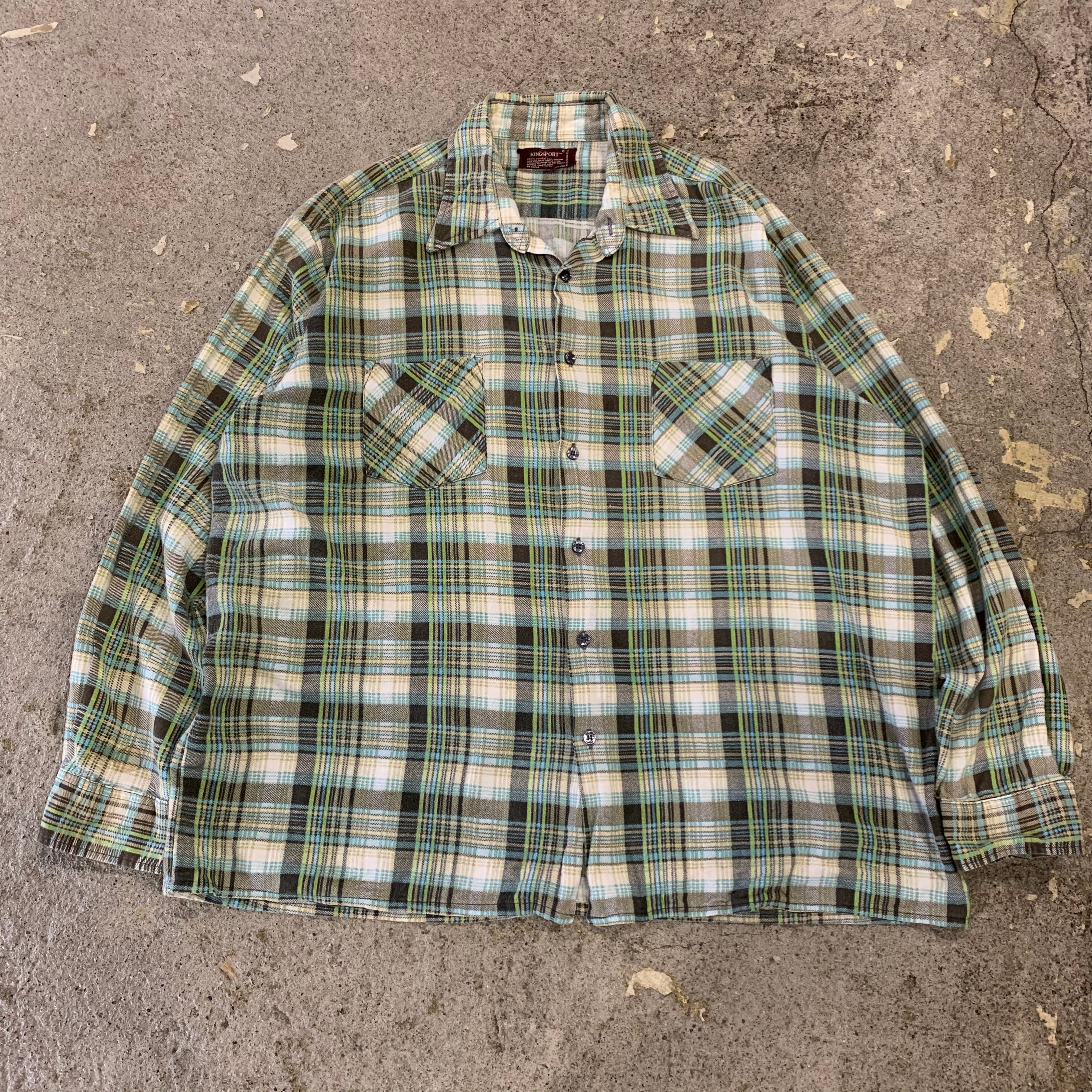 70s KINGSPORT L/S print flannel shirt | What