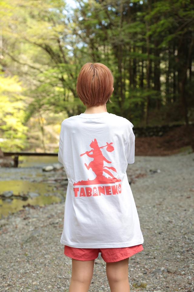 New BackPrinted Tshir White×Coral