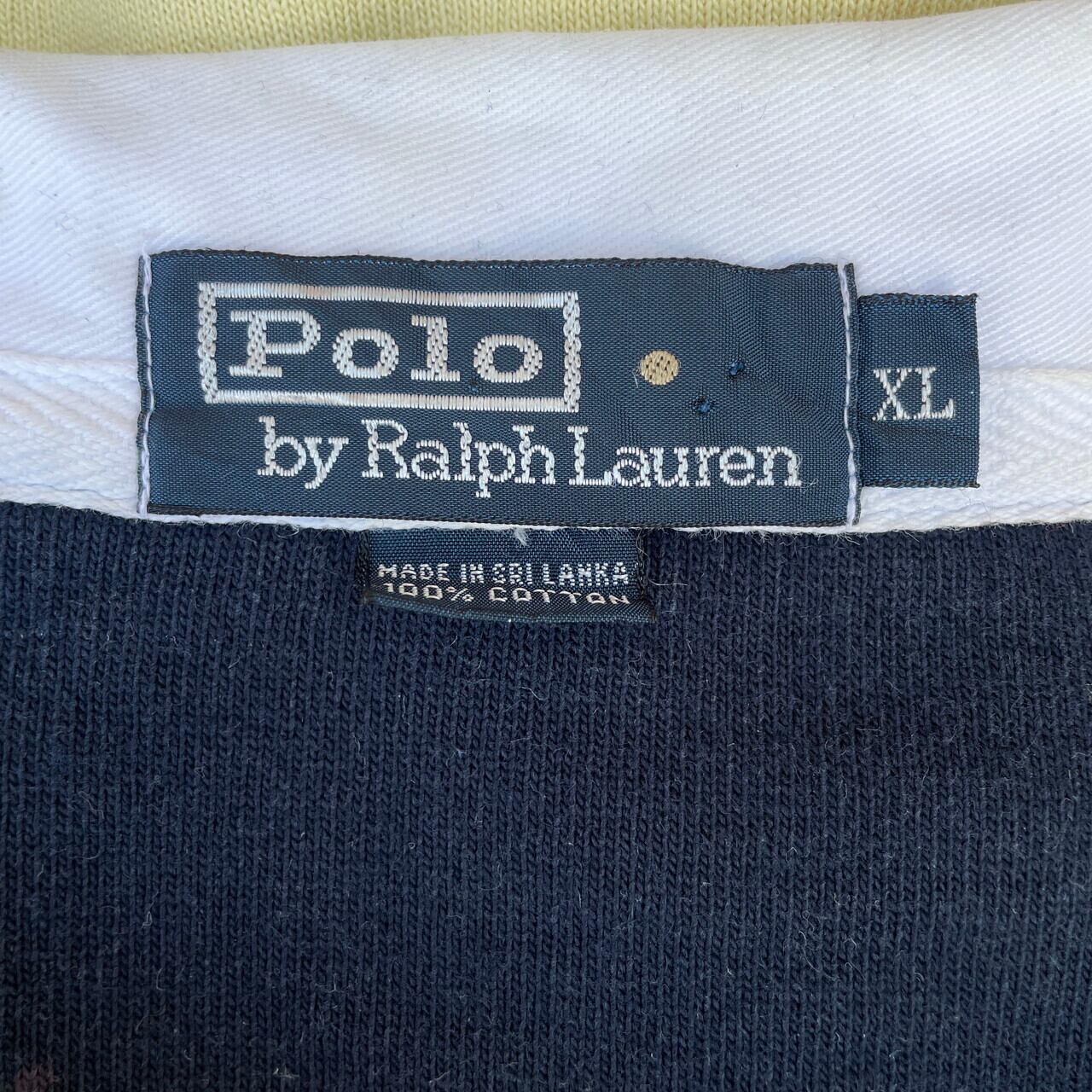 ポロバイラルフローレン ラガーシャツ エルボーパッチ 刺繍ロゴネイビー XL Polo by Ralph Lauren ポロバイラルフローレン ボーダー ラガーシャツ