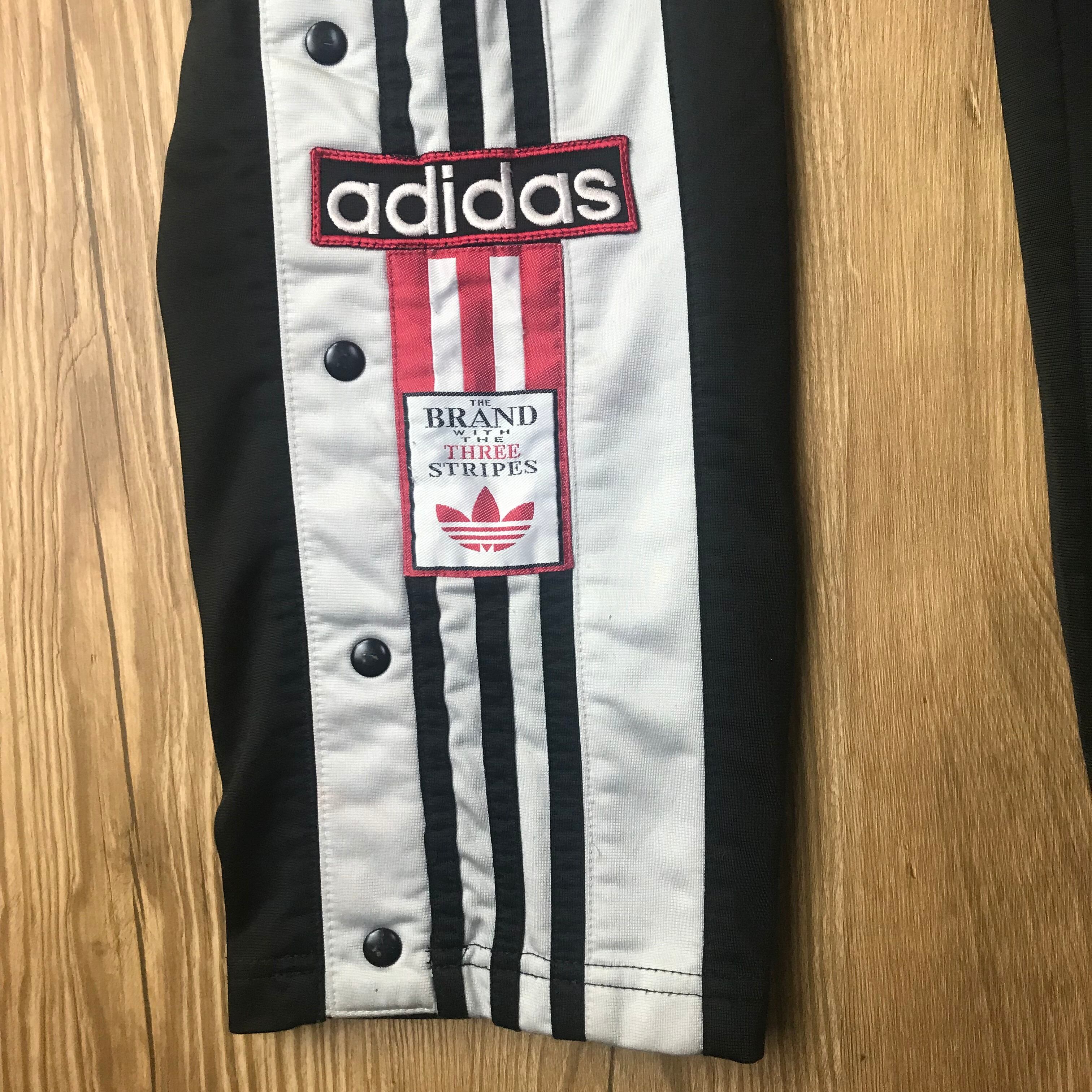90s adidasアディダス トレフォイル ロゴ刺繍 トラックパンツ 黒